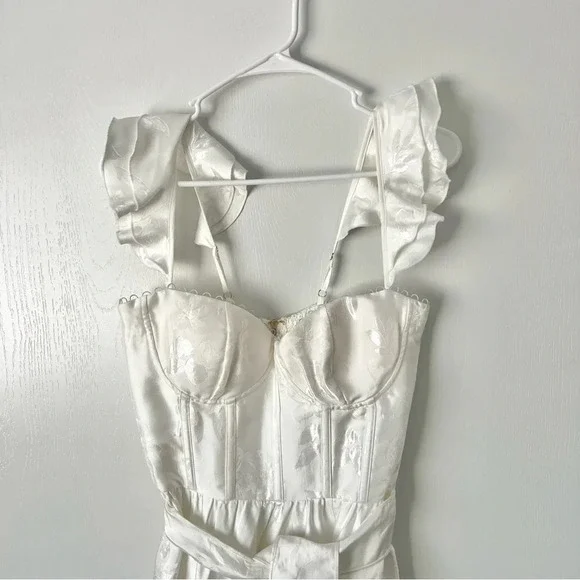 V. CHAPMAN The Vera Corset Dress in White Baroque Floral Sz 6 - Picture 5 of 9